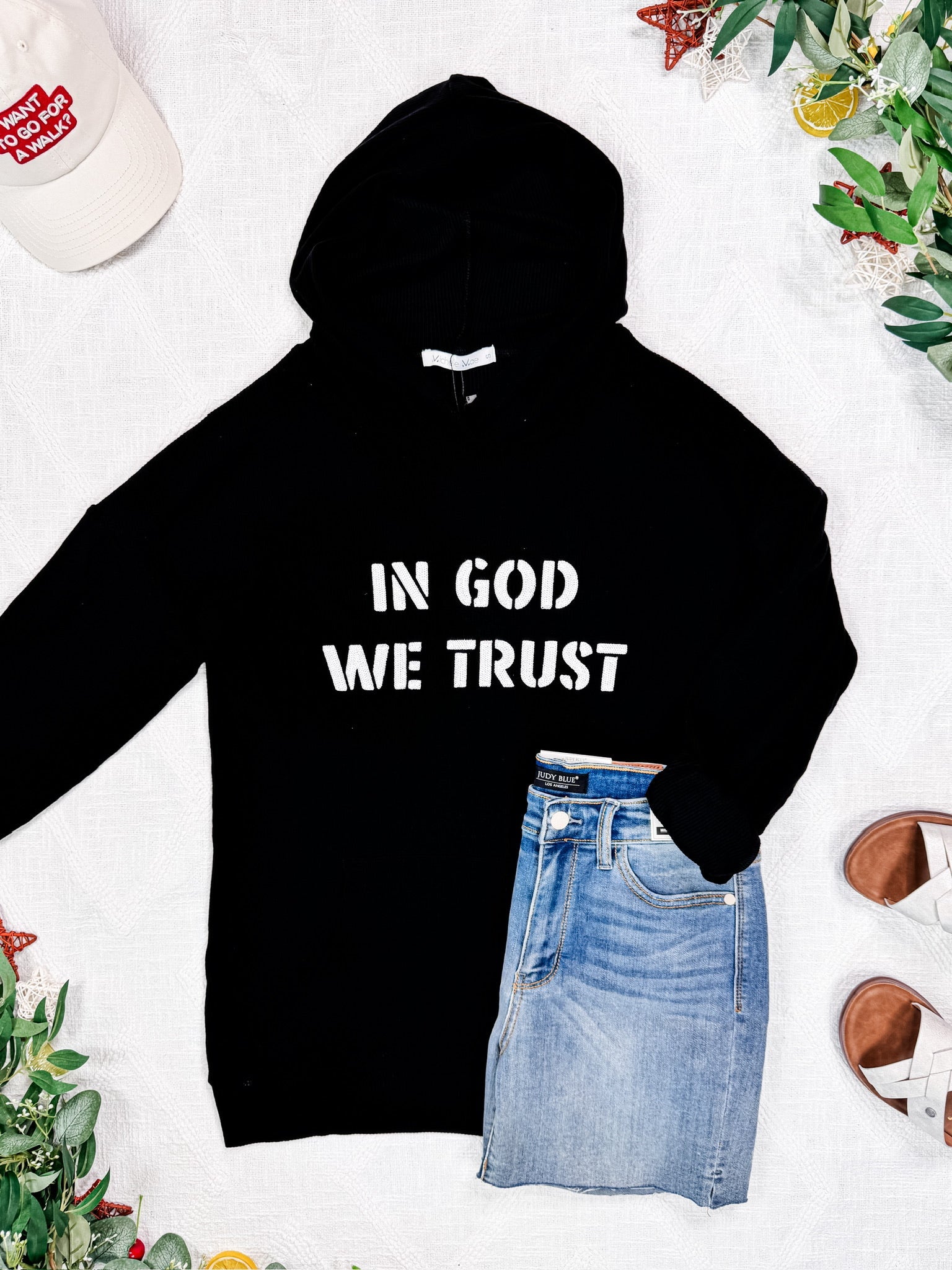 Corrine Embroidered Hoodie - In God We Trust